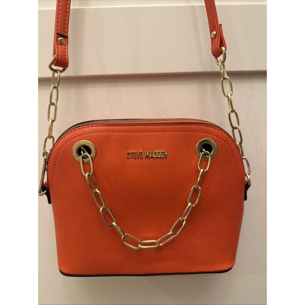 Steve Madden Purse Gold Chain Dome Crossbody Bag Burnt Orange